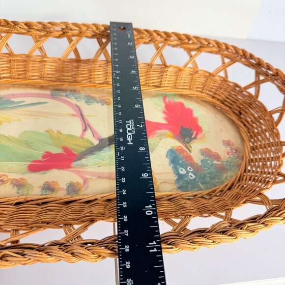 Mexican Tropical Bird Wicker Tray Folk Art Decorative Artisan Hand Painted VTG - Picture 9 of 16